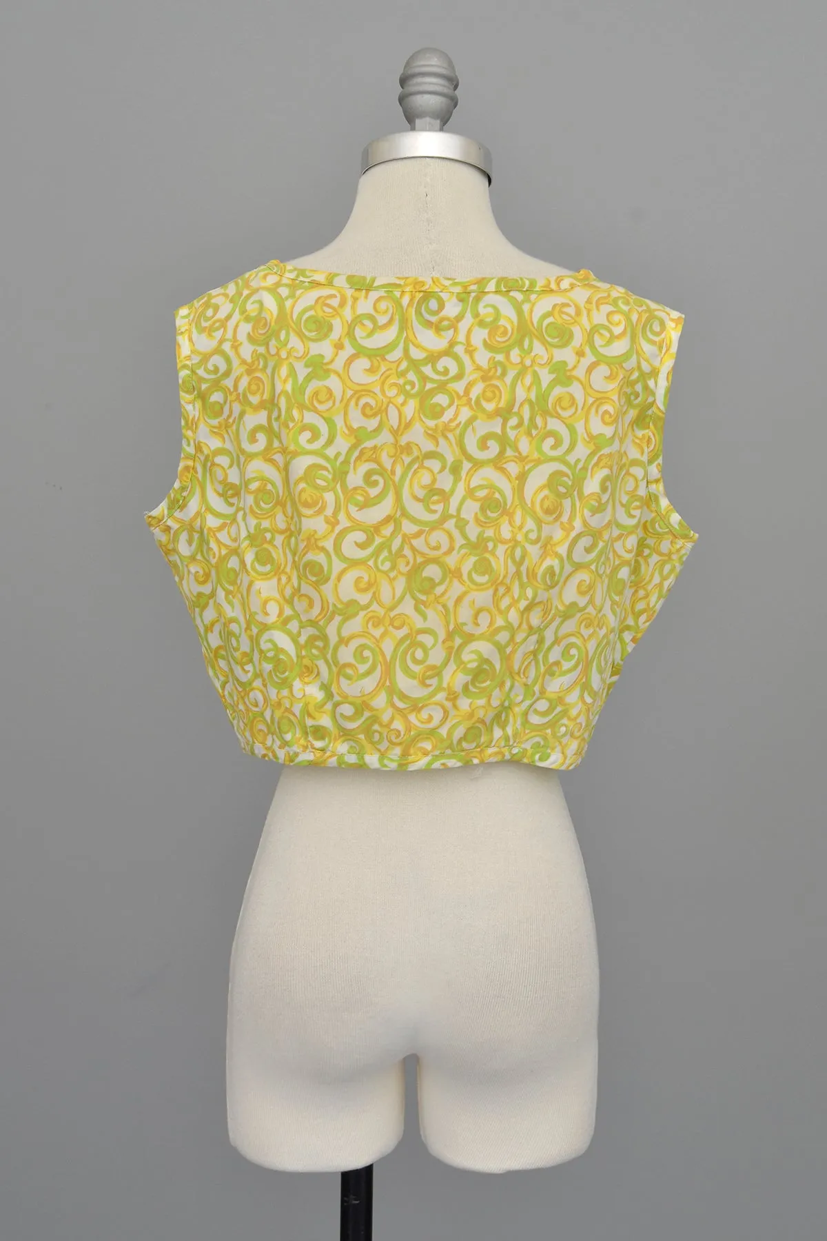 1950s Lemon and Lime Swirl Print Retro Cropped Top | Pinup Top | M/L 38"  Bust