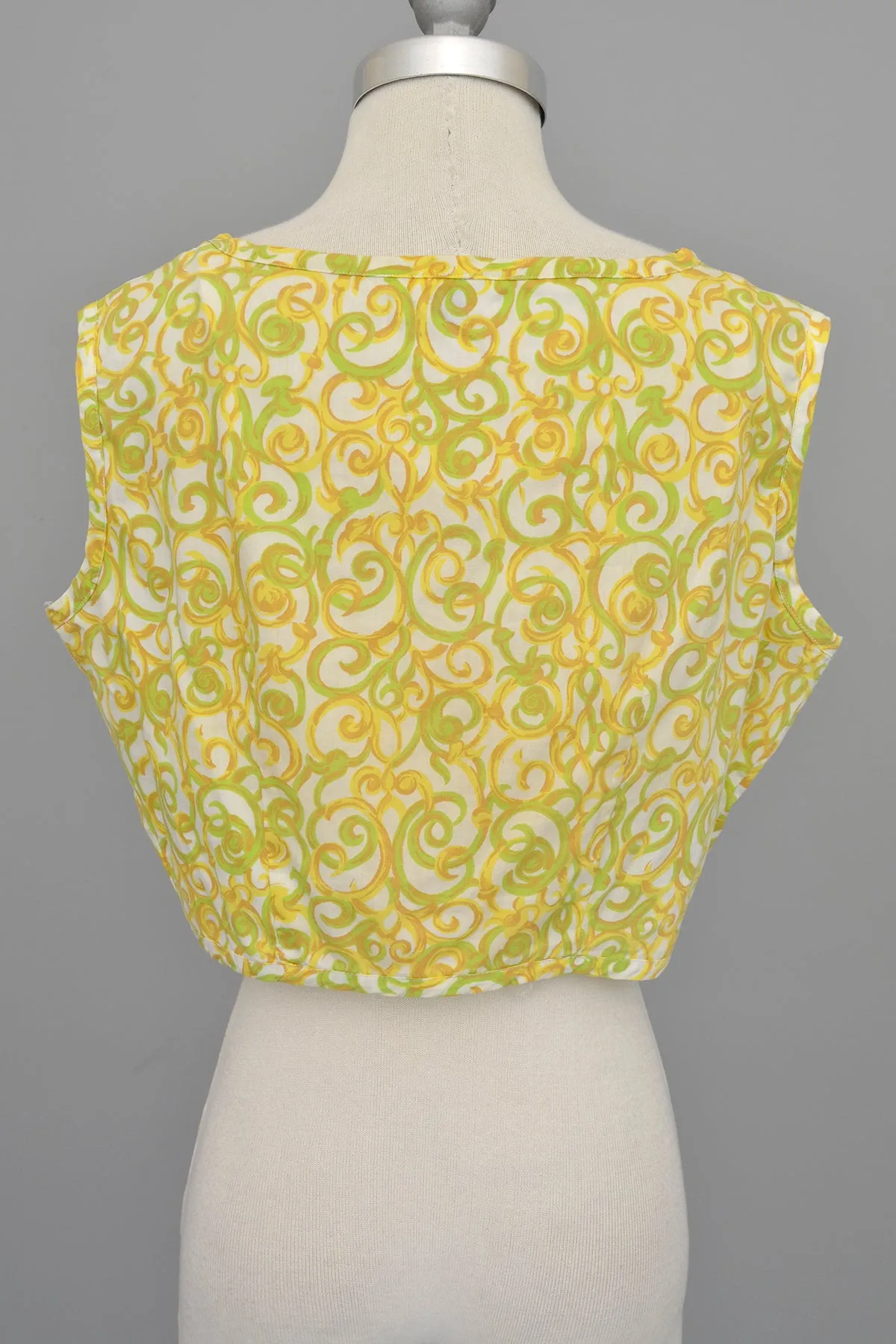 1950s Lemon and Lime Swirl Print Retro Cropped Top | Pinup Top | M/L 38"  Bust