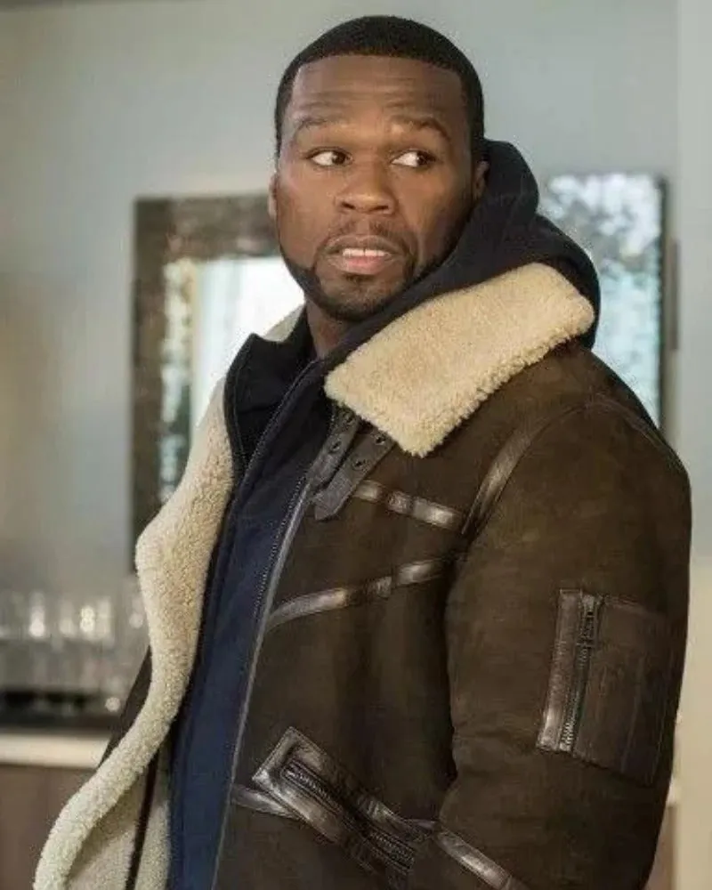 50 Cent Aviator Shearling Leather Jacket