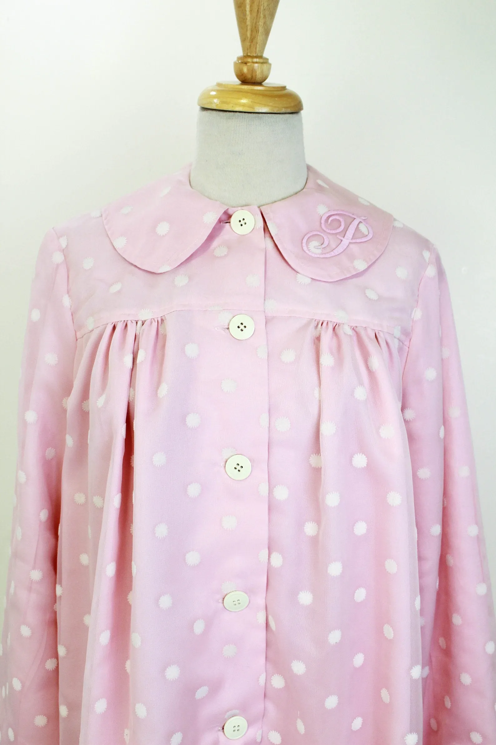 60s-Style Pink Flower Dress Jacket, Pinky's Uniform from Hairspray, Movie Costume, Embroidered P Initial