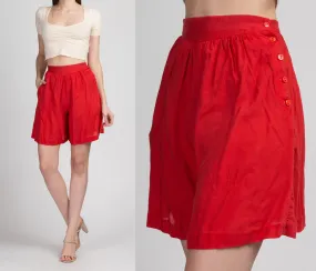 70 Red High Waist Shorts - Extra Small, 25"