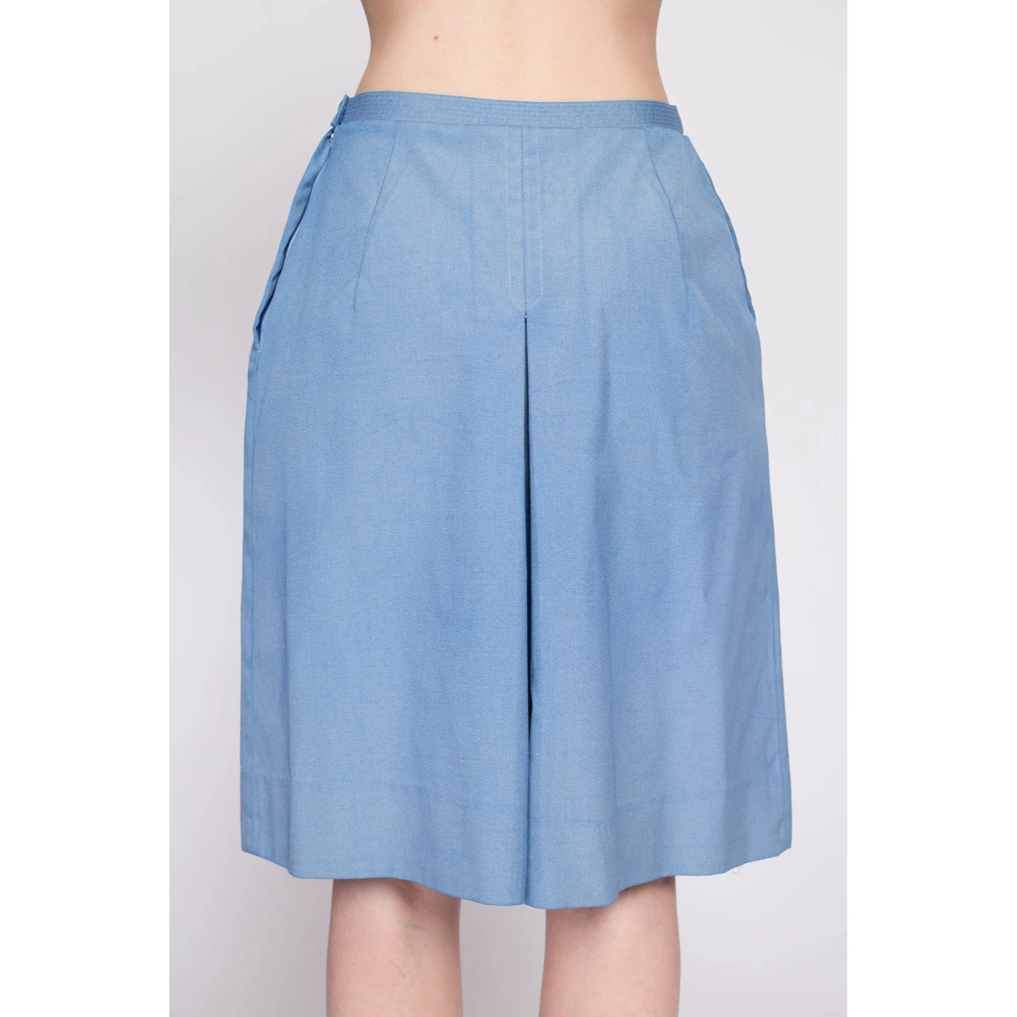 70s Blue High Waisted Culotte Skort - Small, 26.5"