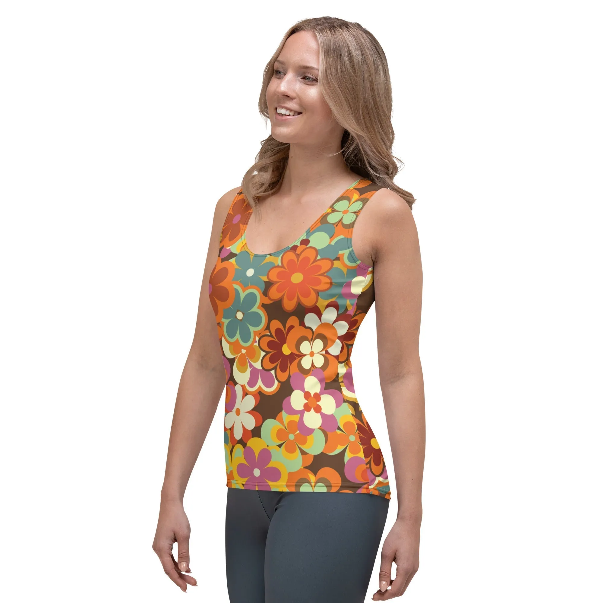 70s Flower Pattern Tank Top