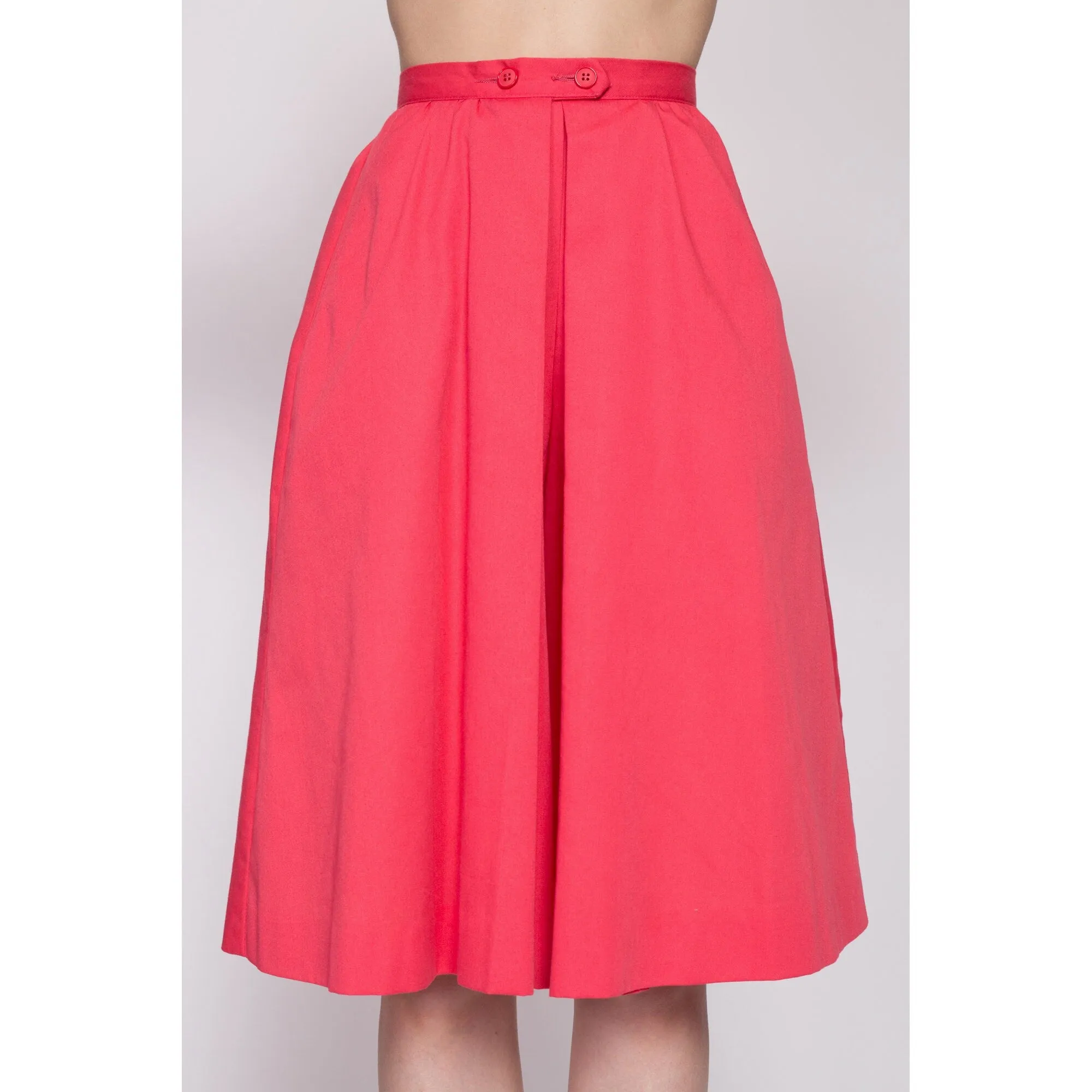 70s Salmon Pink High Waisted Culotte Skort - Extra Small, 23.5"