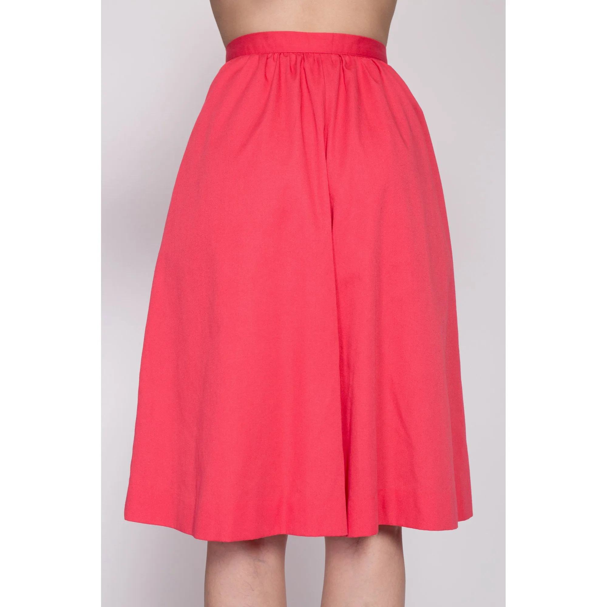 70s Salmon Pink High Waisted Culotte Skort - Extra Small, 23.5"