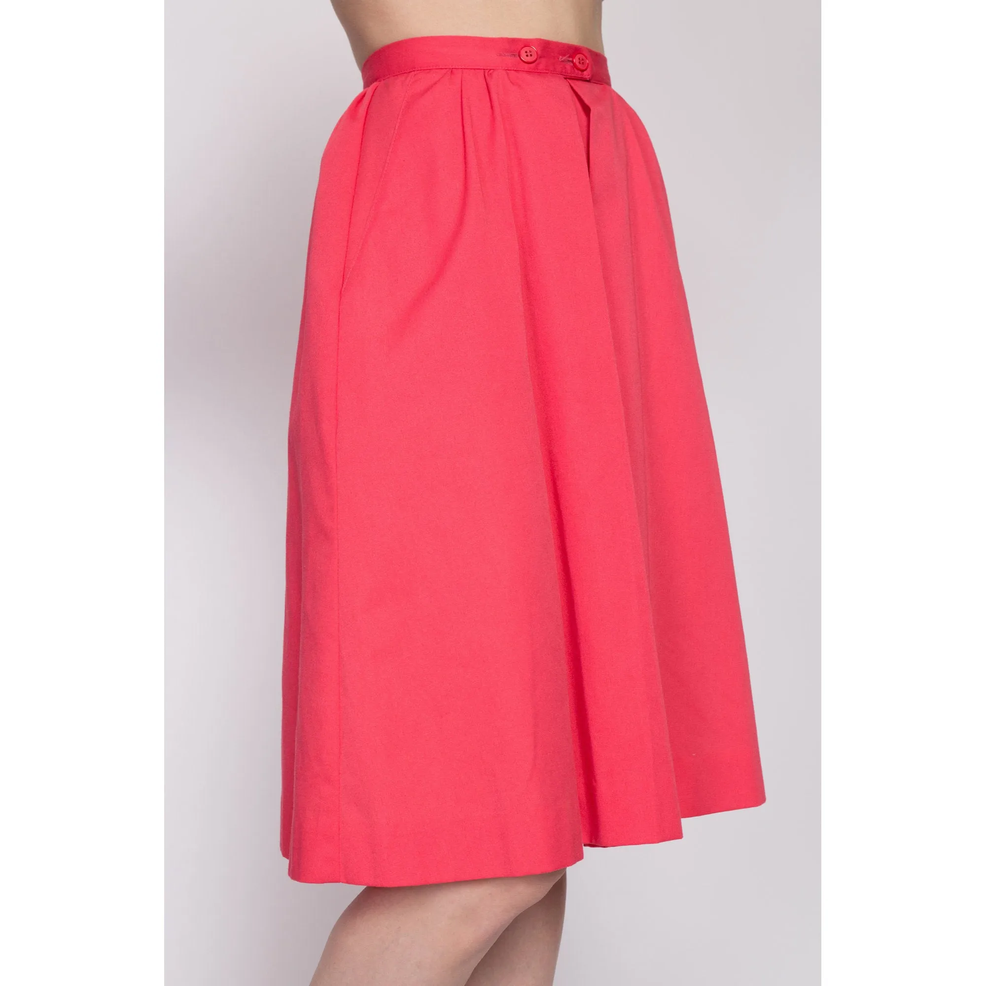 70s Salmon Pink High Waisted Culotte Skort - Extra Small, 23.5"