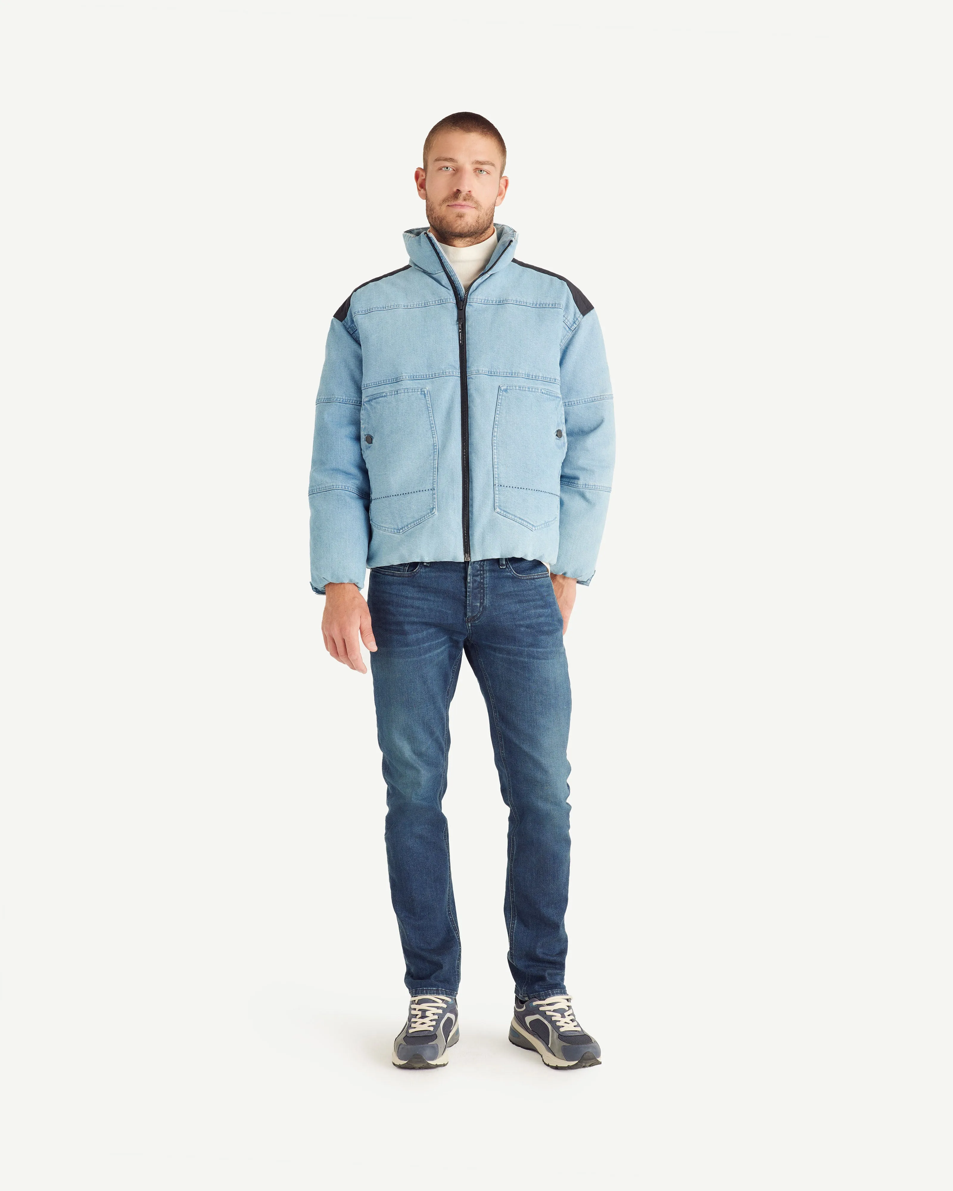 Aero MNW JOTT x DENHAM cropped puffer-style denim down jacket