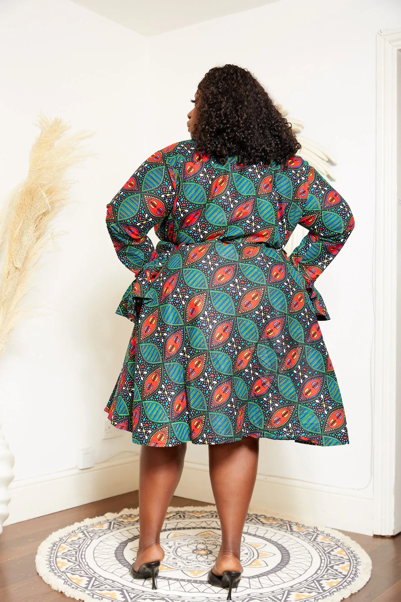 African Print Long Sleeve Shirt Dress - Bodega