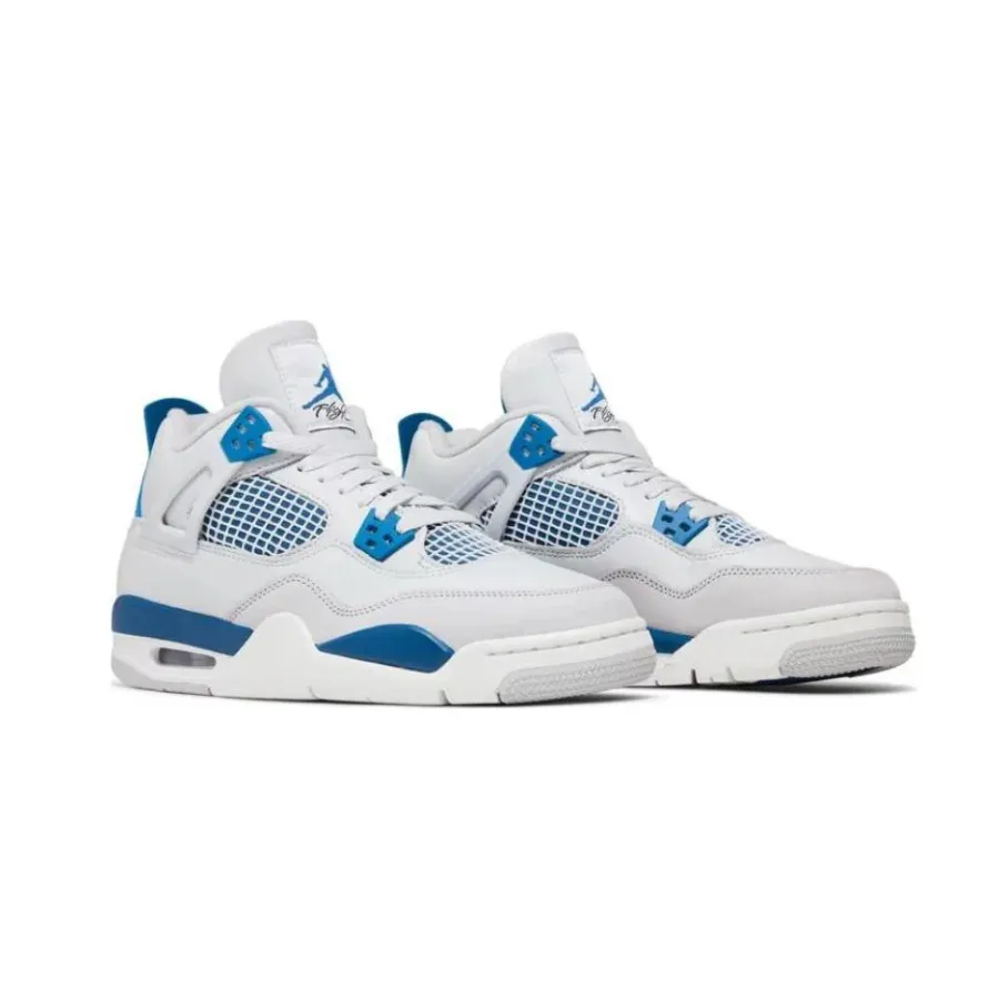 Air Jordan 4 GS Retro Military Blue Off White Neutral Grey