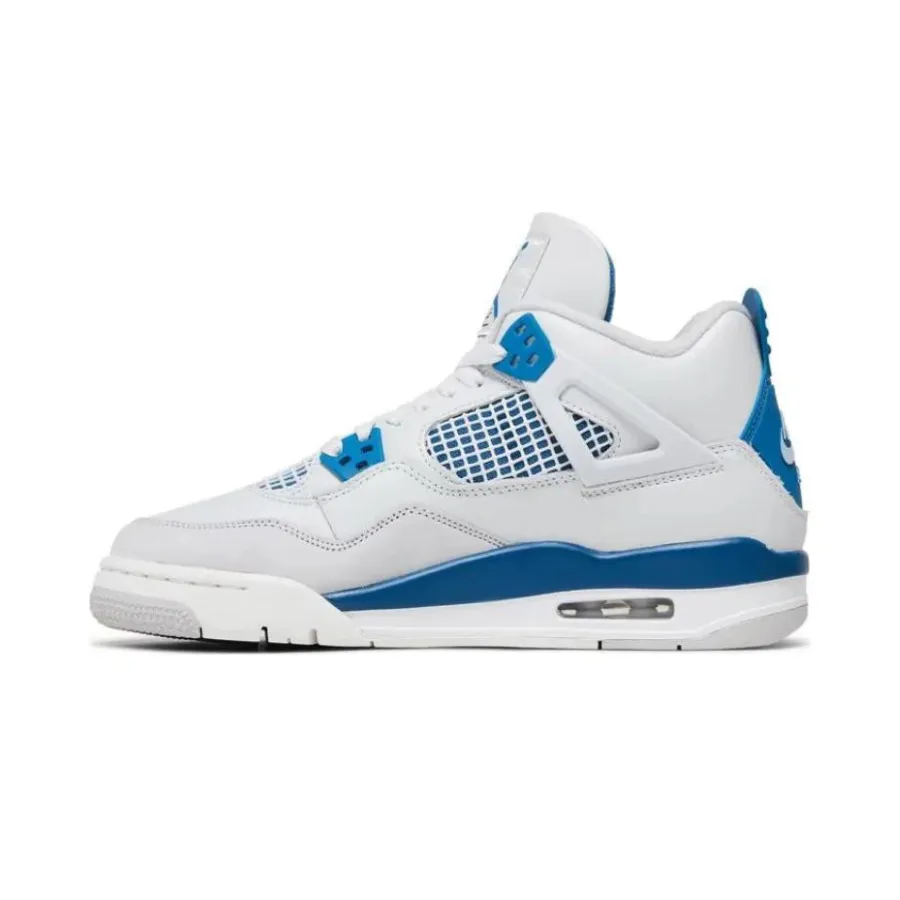 Air Jordan 4 GS Retro Military Blue Off White Neutral Grey