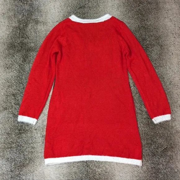 Allison Brittney Christmas Holiday Santa Long Sleeve Sweater Dress Womens Large