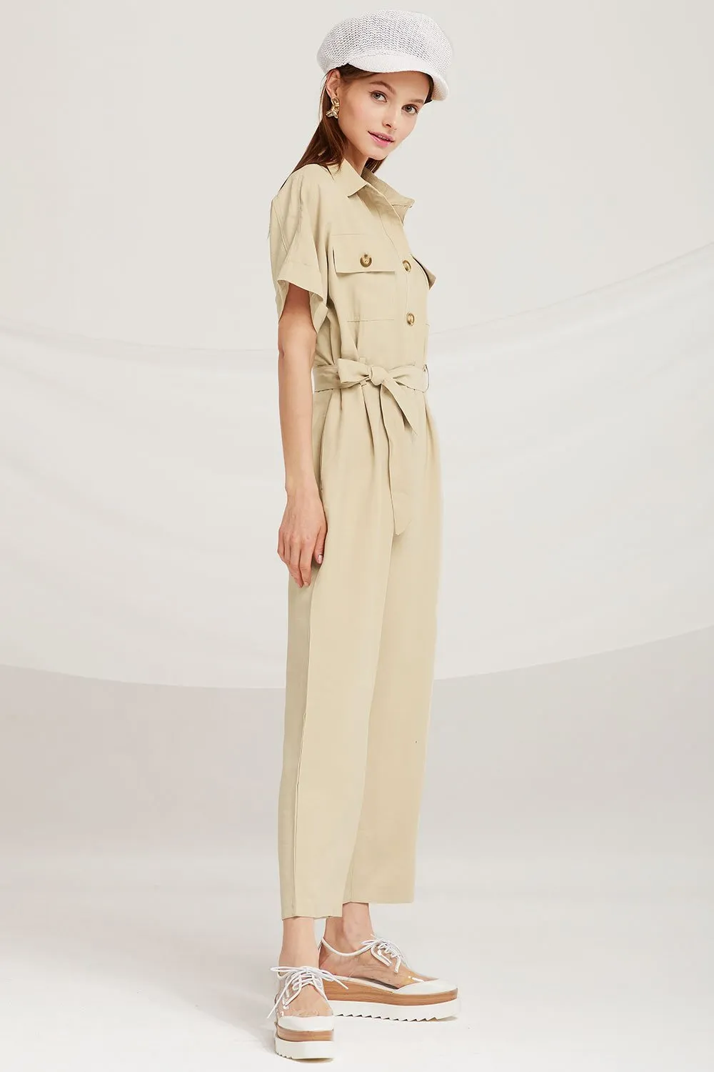 Amelia Belted Linen Jumpsuit