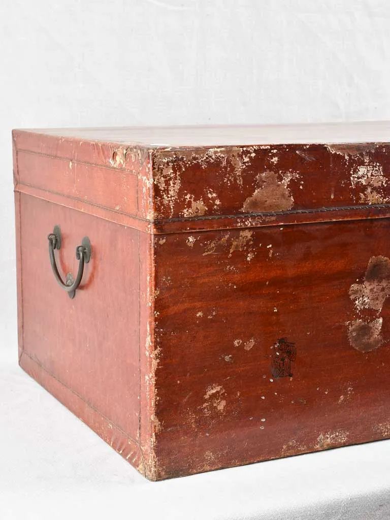 Antique red lacquered paint chest - 32"