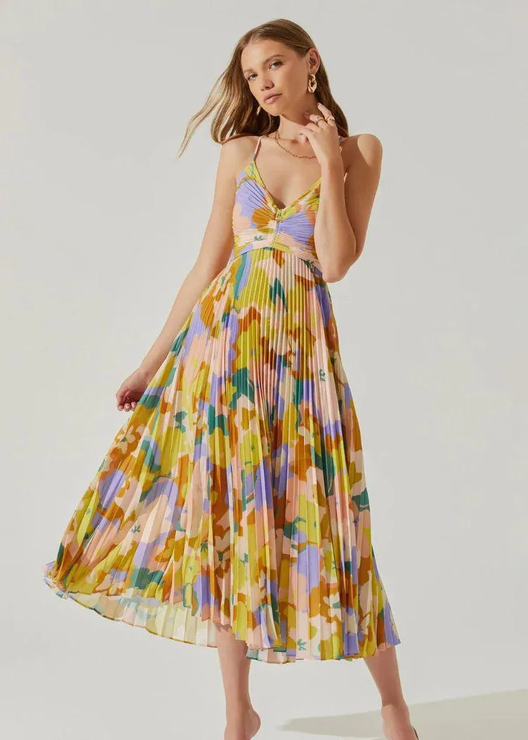 ASTR THE LABEL Blythe Dress - Lime Rust Floral