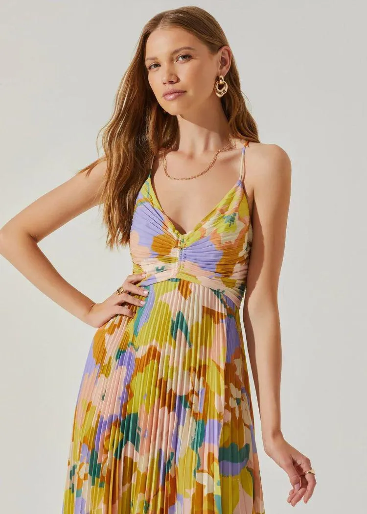 ASTR THE LABEL Blythe Dress - Lime Rust Floral