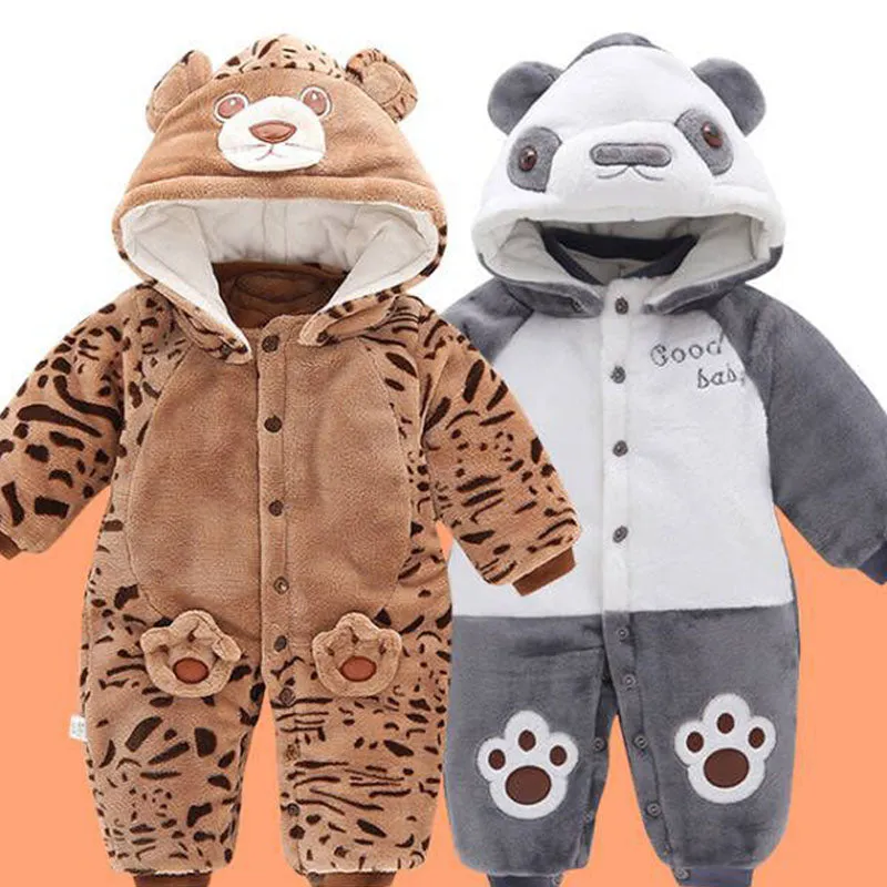 Autumn And Winter Thickening Outwear 0-1 Year Old Male And Female Baby Clothes Baby Bear Shape Jumpsuit