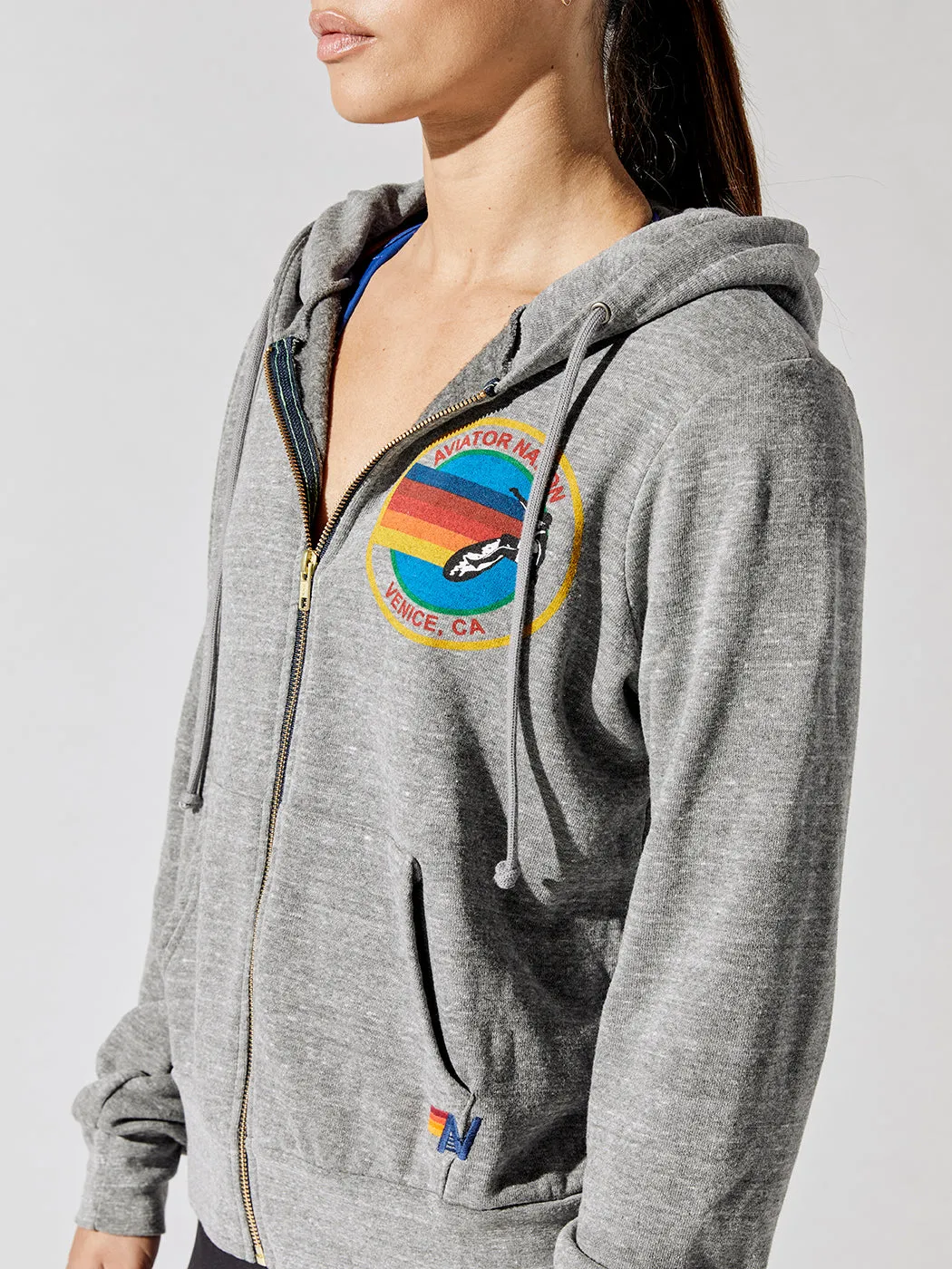 Aviator Nation Zip Hoodie - Heather Grey