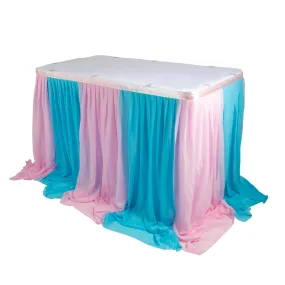 Baby Gender Reveal 14ft Chiffon Table Skirt - Blue Pink