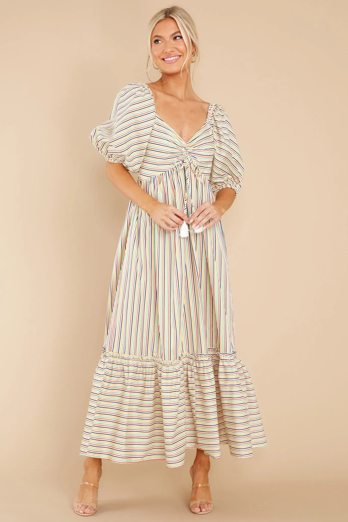 Backyard Fiesta Rainbow Stripe Maxi Dress