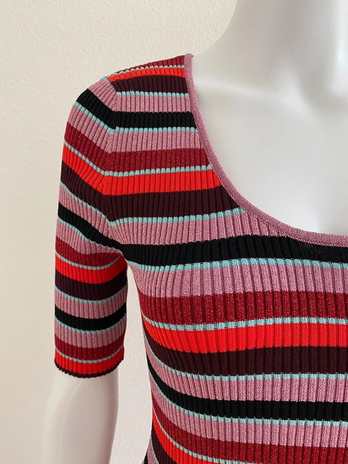 Bar III Metallic Striped Sweater Dress, Size Small