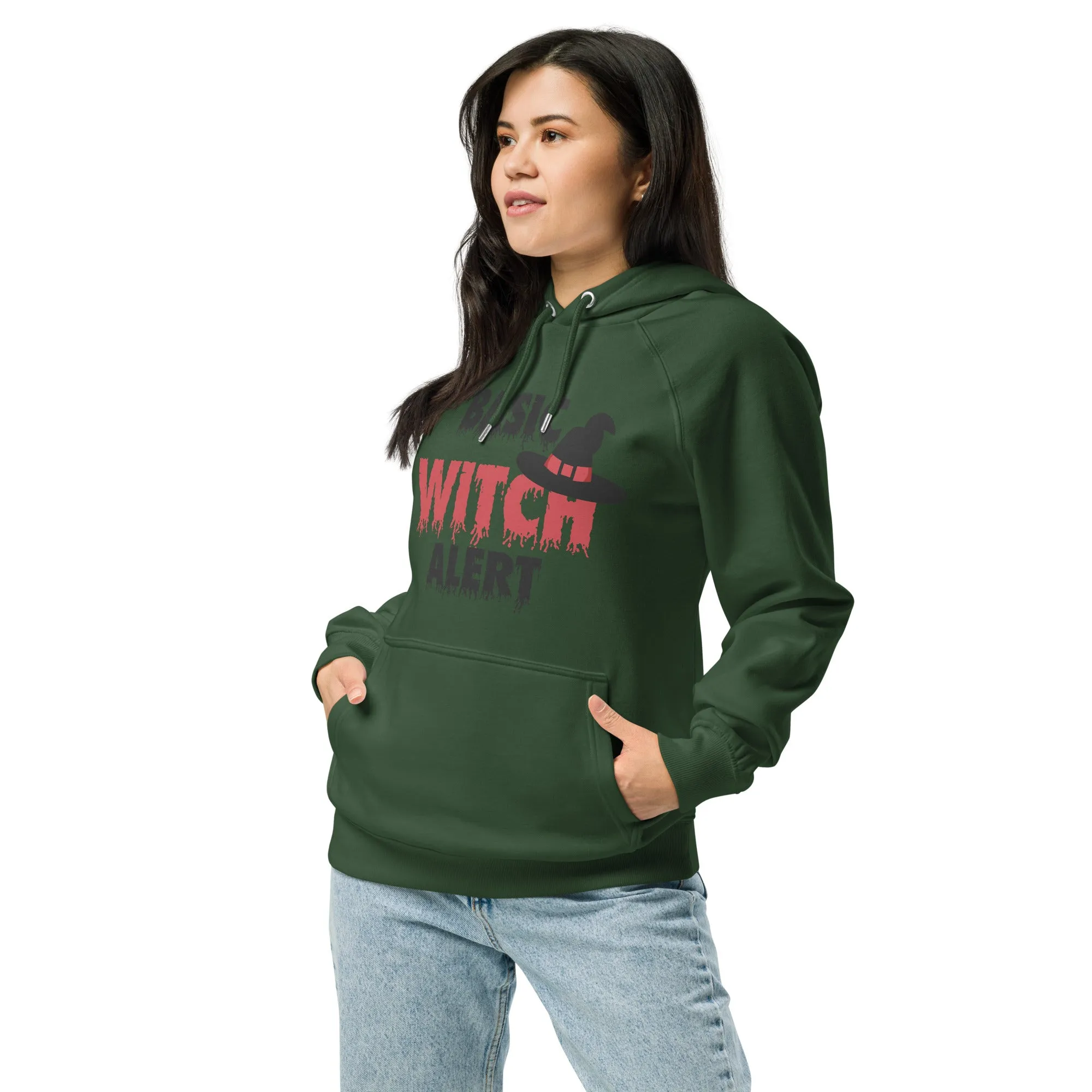 Basic Witch Alert Halloween Graphic Women Eco Raglan Hoodie