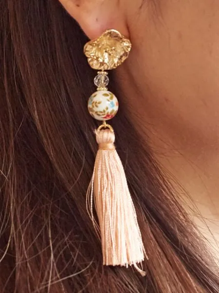 Bellflower Ball Tassel Earrings