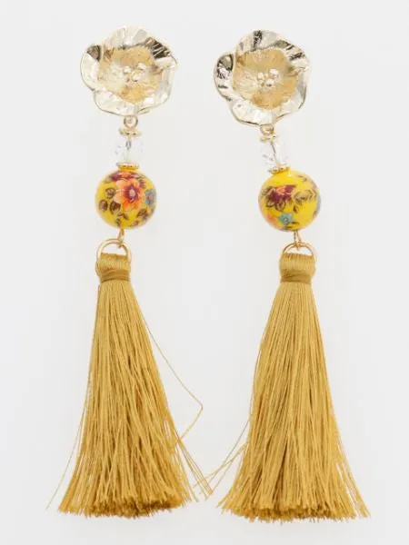 Bellflower Ball Tassel Earrings