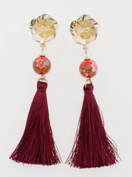 Bellflower Ball Tassel Earrings