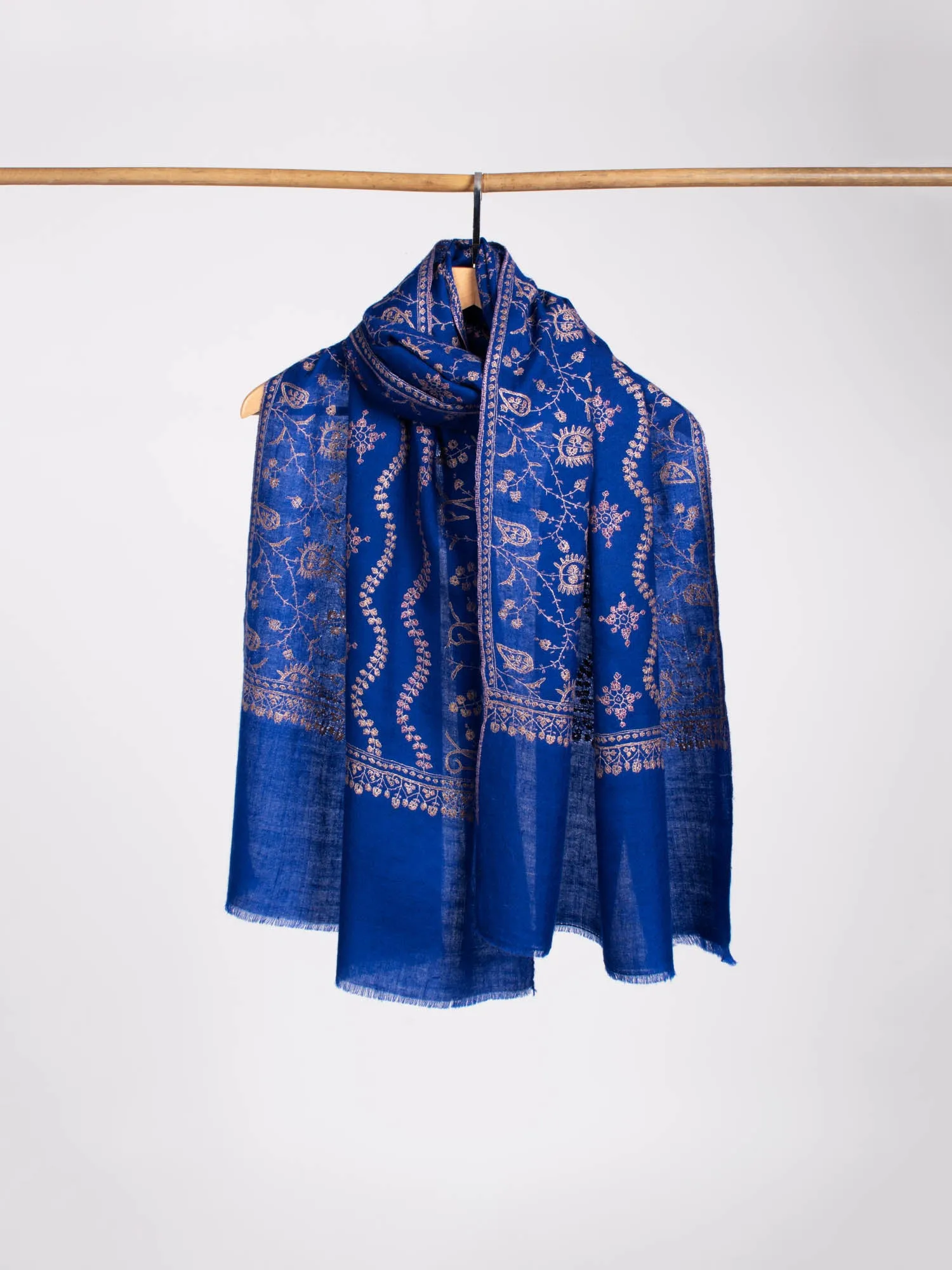 Blue Lightweight Cashmere Scarf - SHELTON