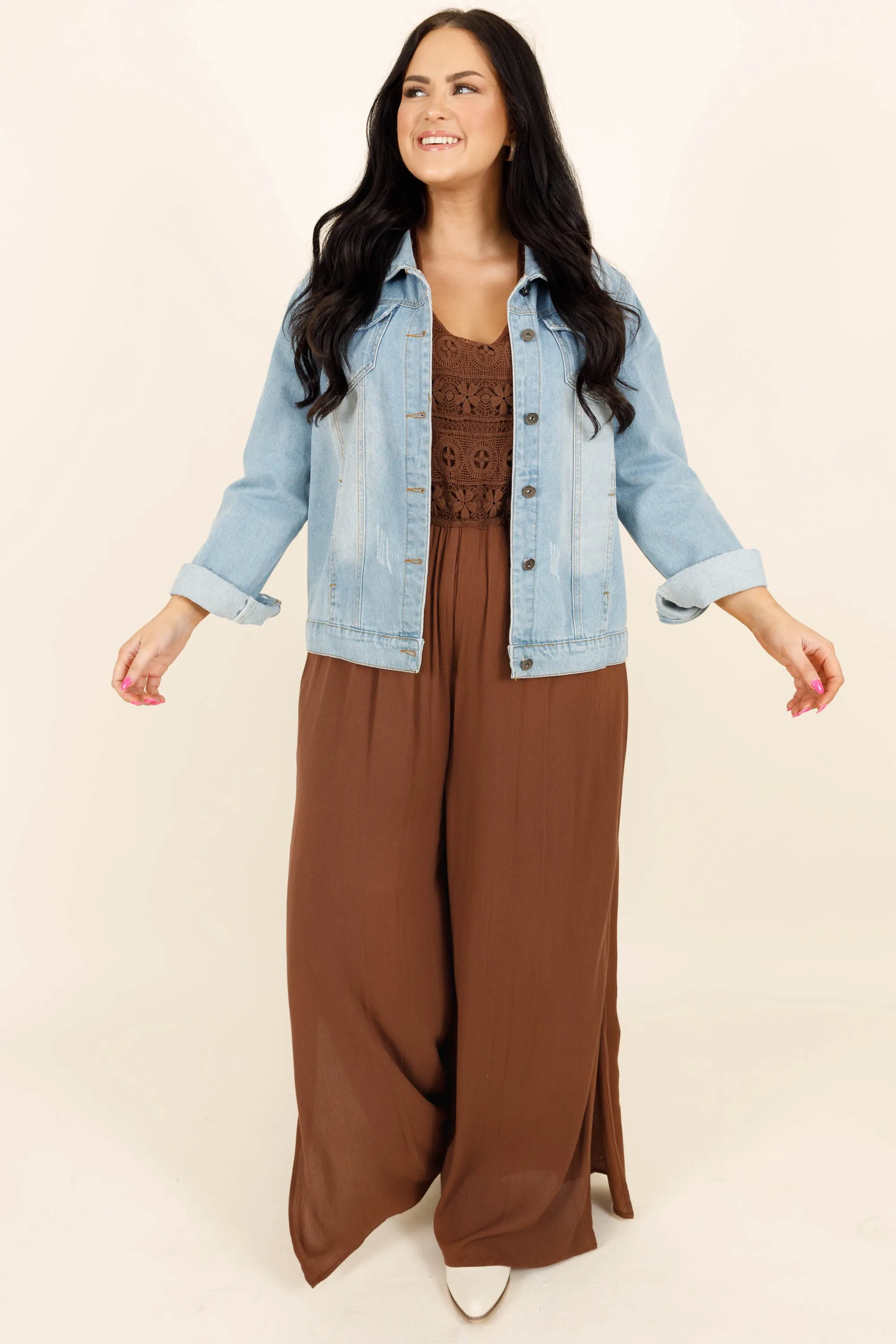 Boho In Lace Jumpsuit, Brown