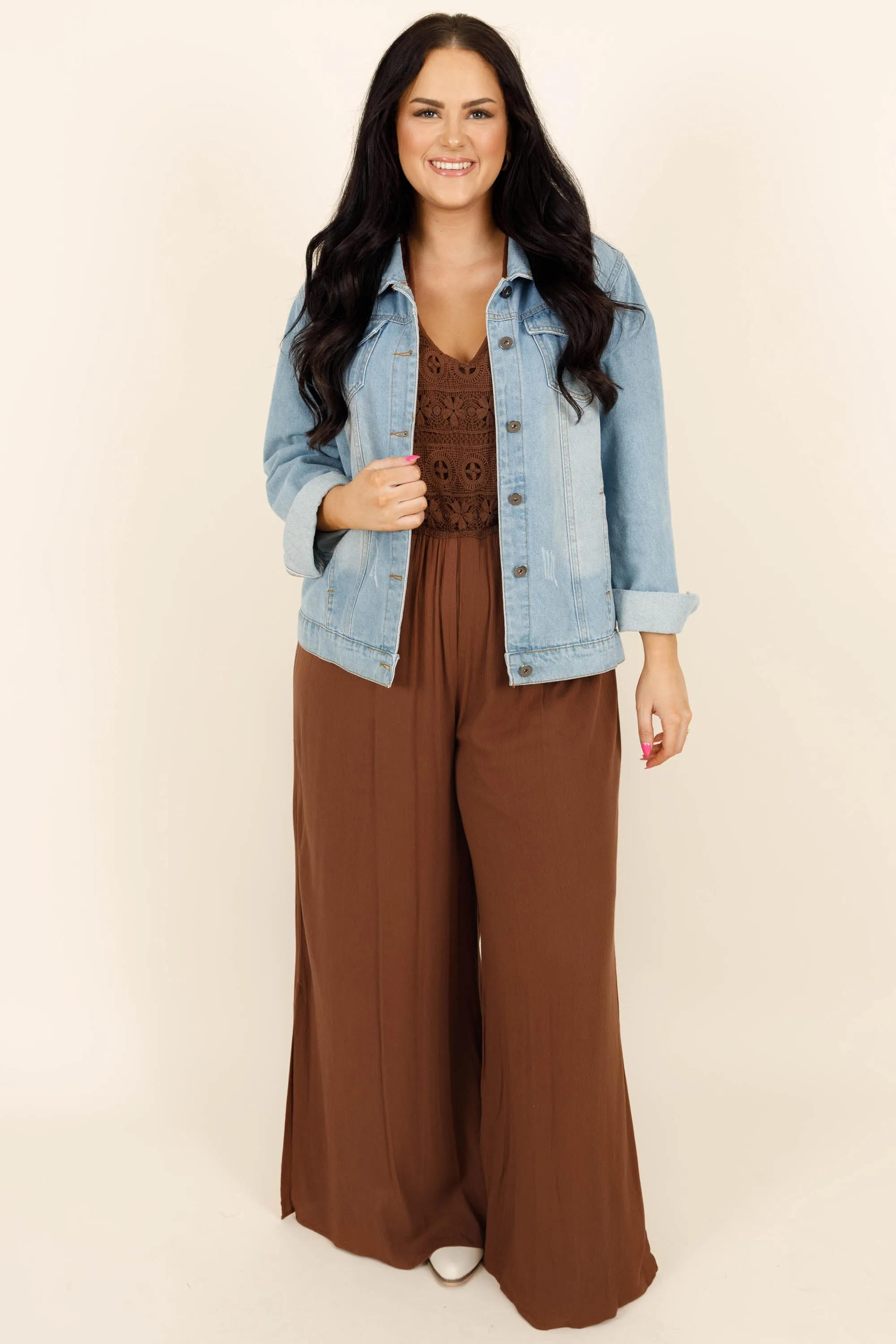 Boho In Lace Jumpsuit, Brown