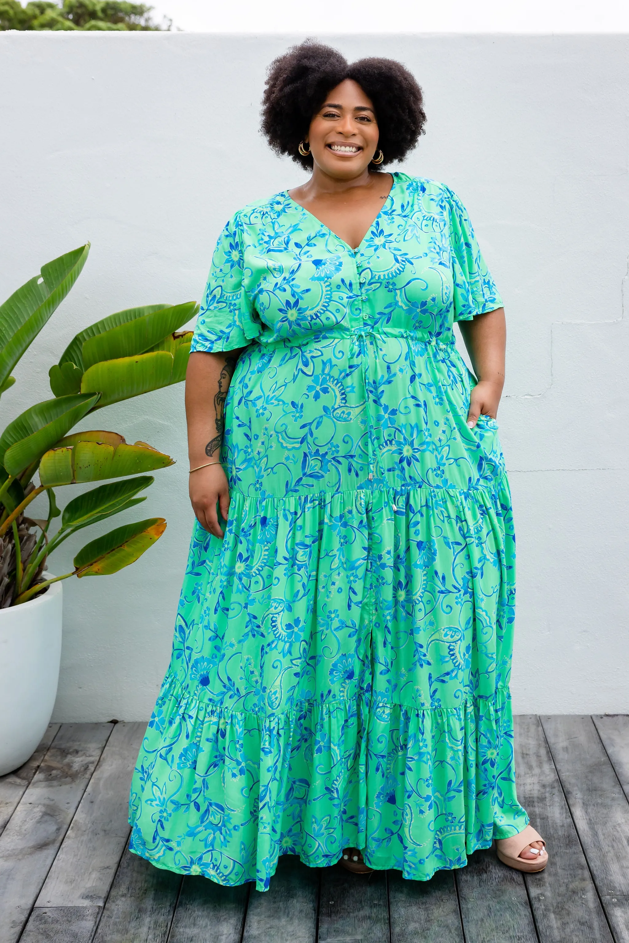 Bonnie Maxi Dress in Evergreen Print