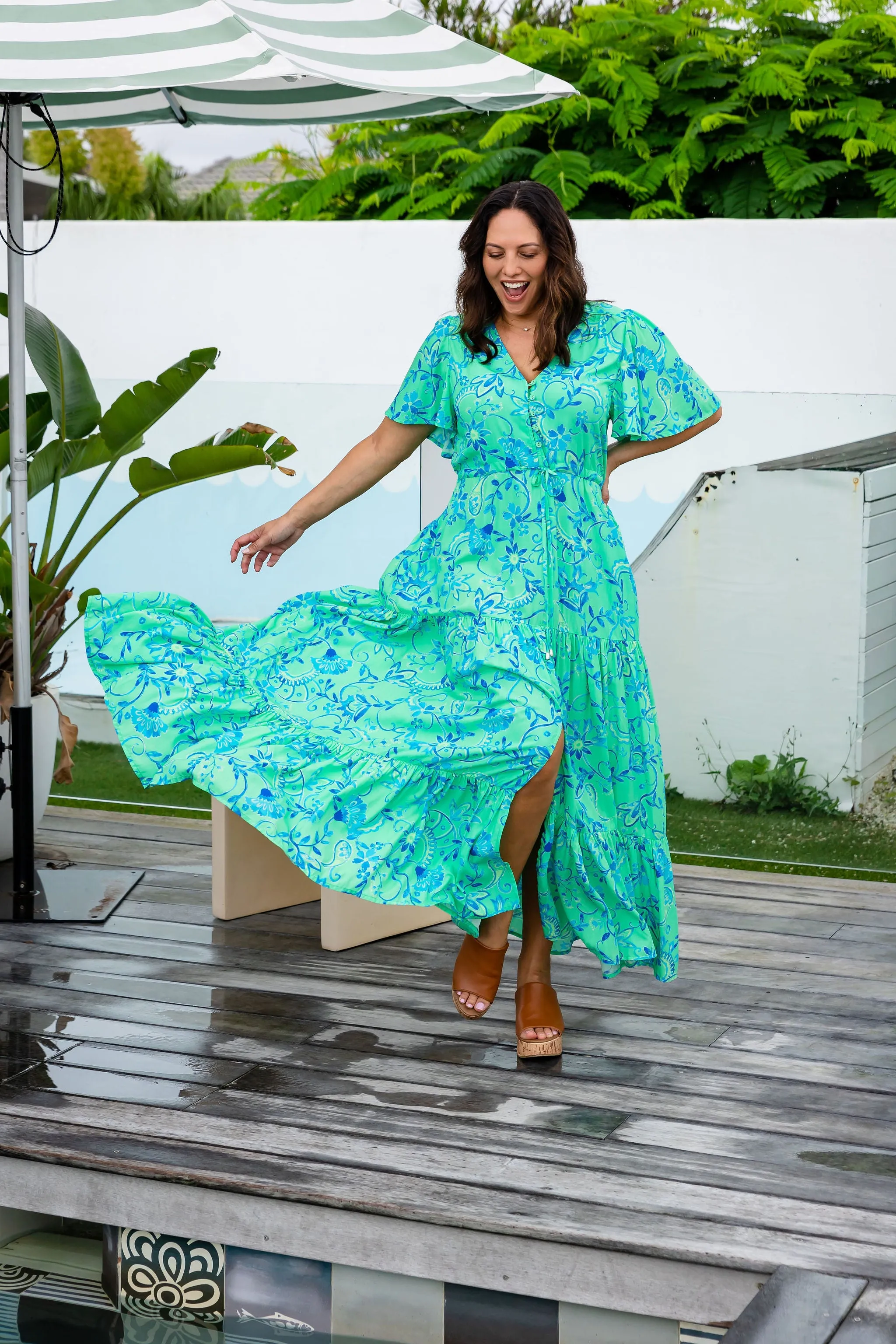 Bonnie Maxi Dress in Evergreen Print