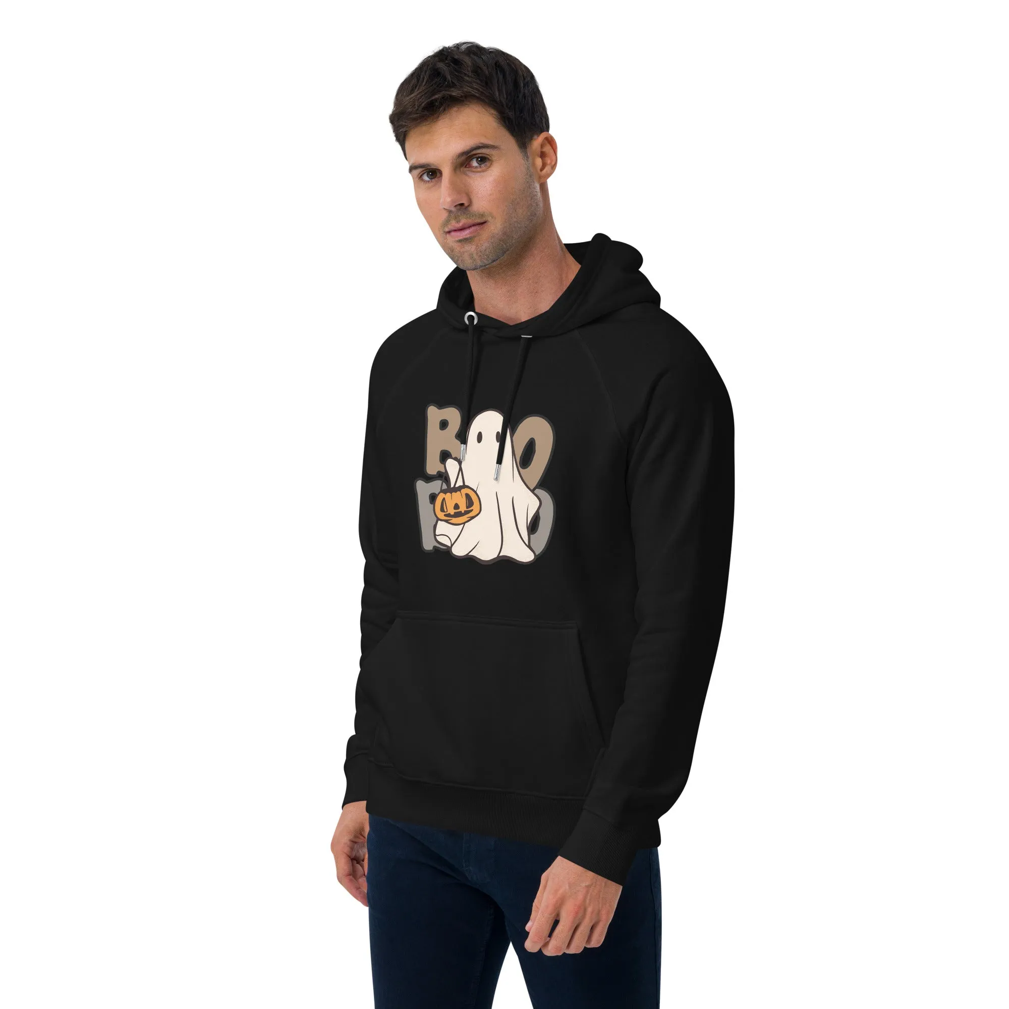 Boo Halloween Graphic Men Eco Raglan Hoodie