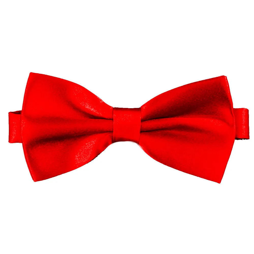 Bright Red [Silky Smooth] - Bow Tie and Pocket Square Matching Set