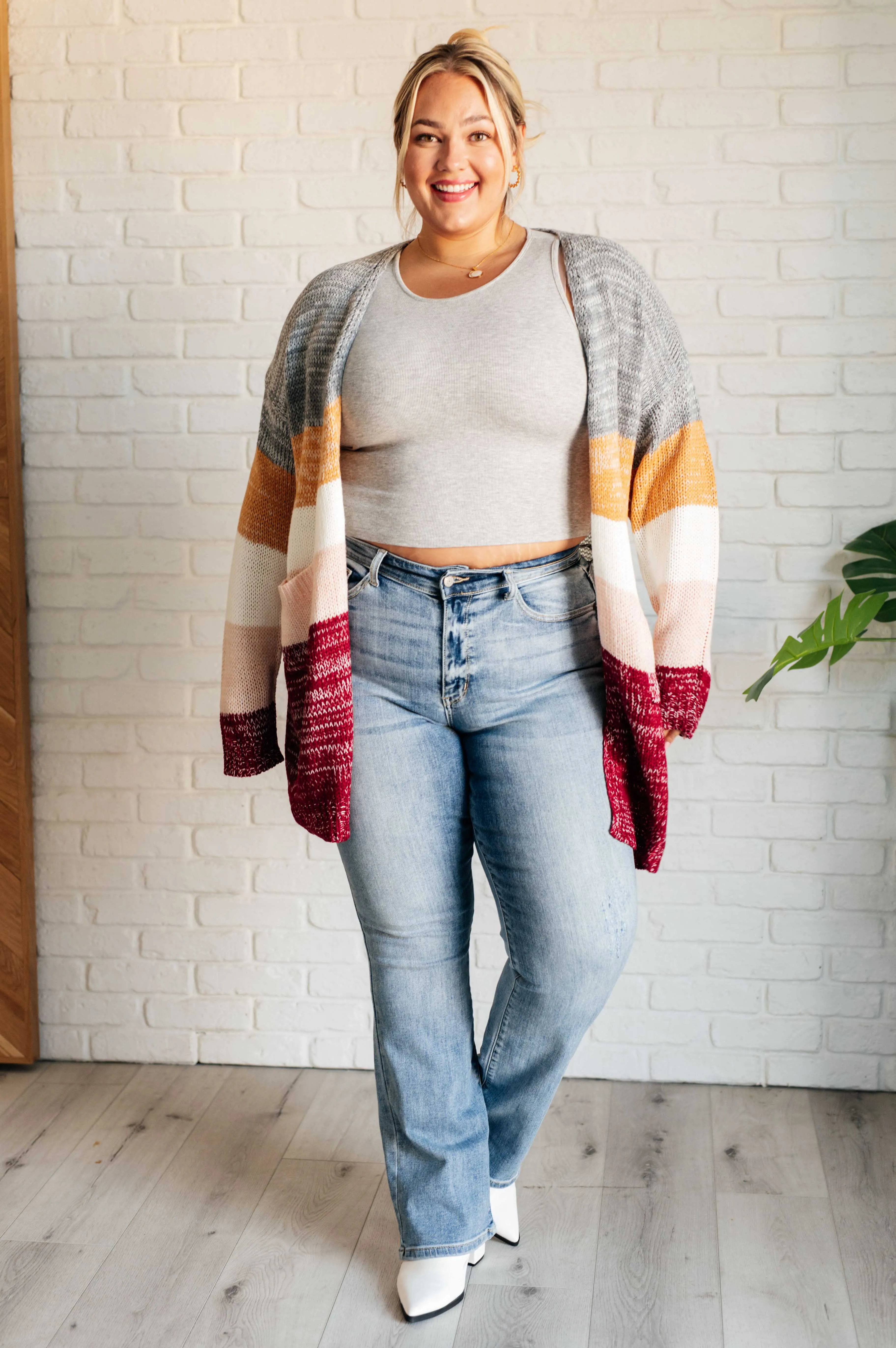 Bring the Warmth Color Block Cardigan by Haptics