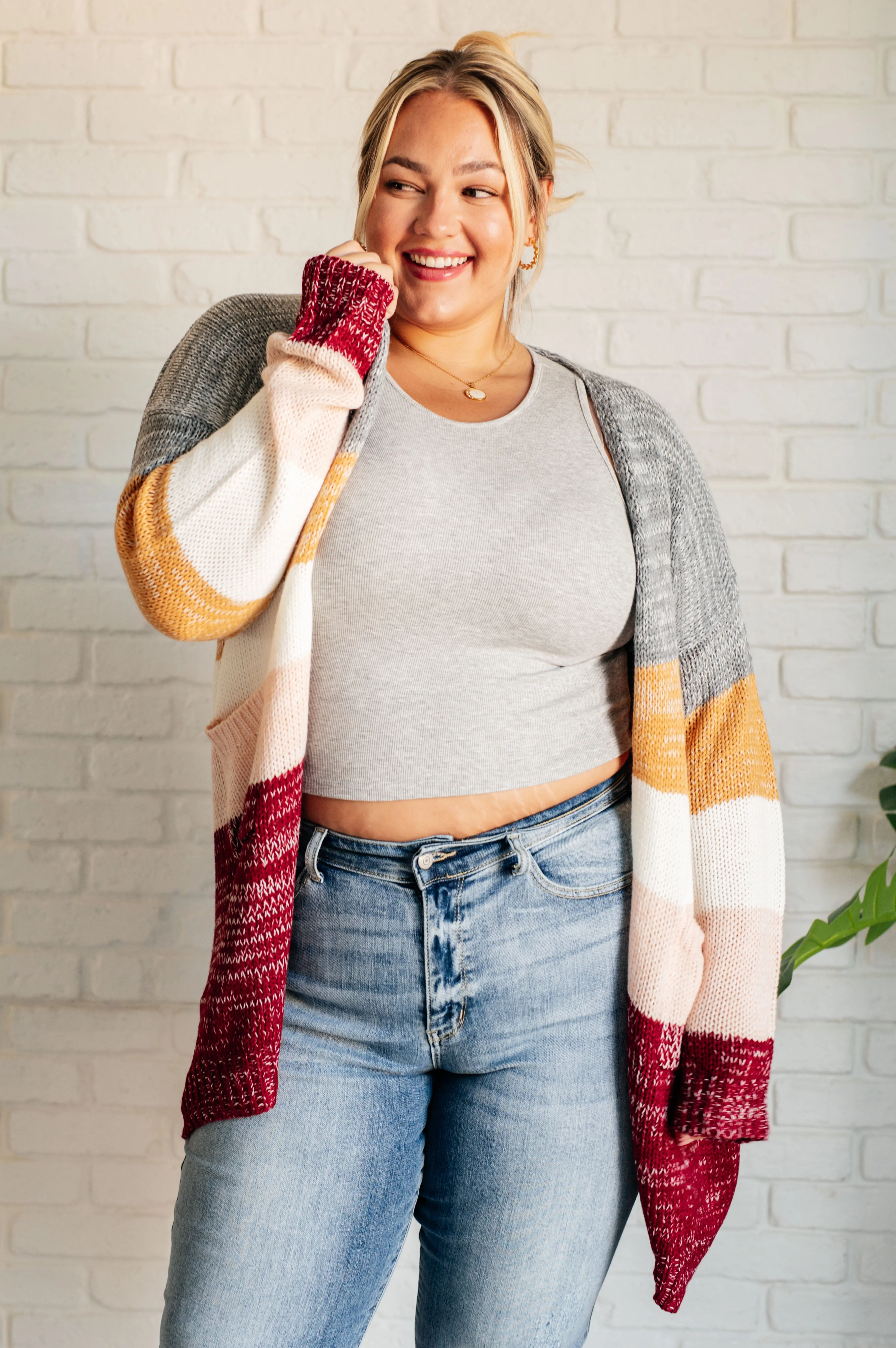 Bring the Warmth Color Block Cardigan by Haptics