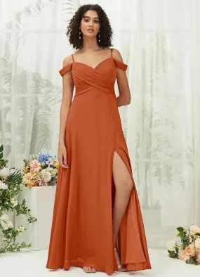 Burnt Orange Sweetheart Chiffon Convertible Bridesmaid Dress Pocket