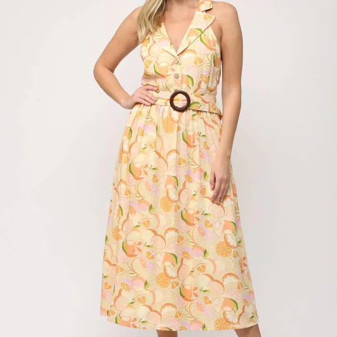 Caroline Orange Print Dress