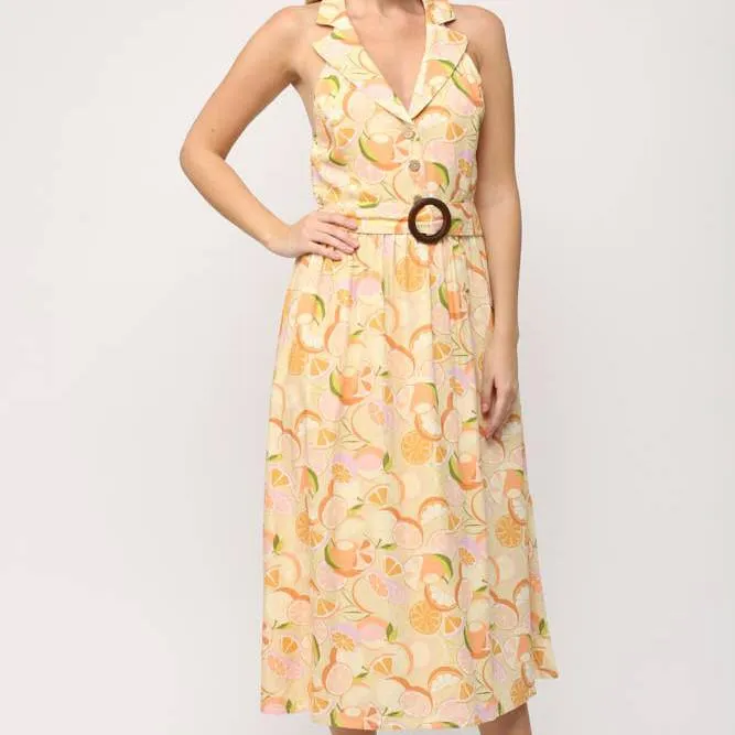 Caroline Orange Print Dress