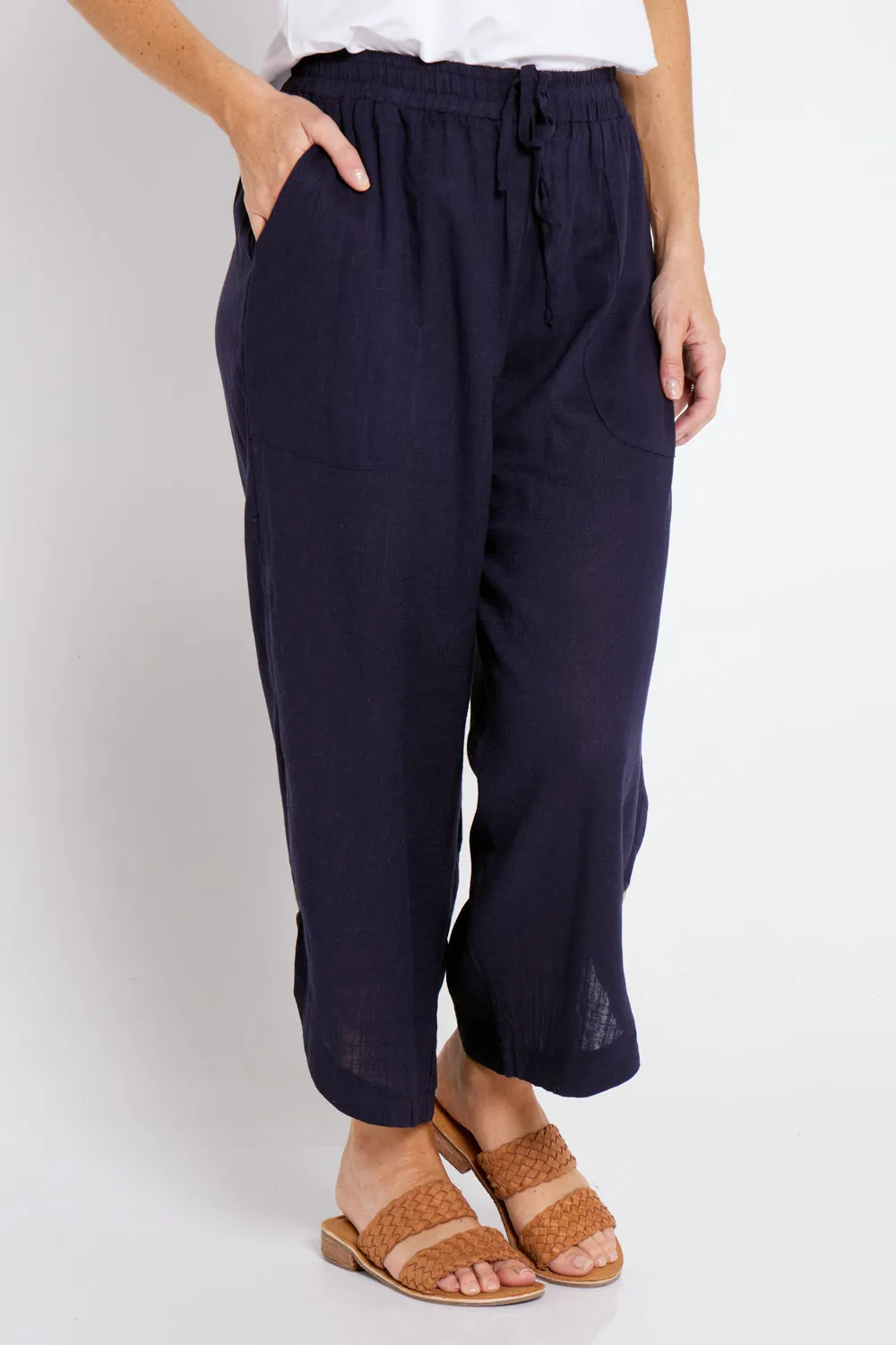 Cartia Linen Pants - Navy