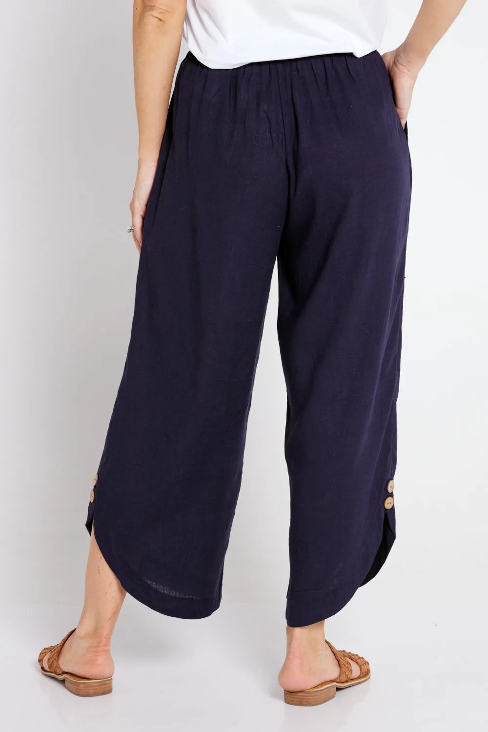 Cartia Linen Pants - Navy