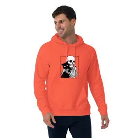 Cat and Skeleton Halloween Graphic Men Eco Raglan Hoodie