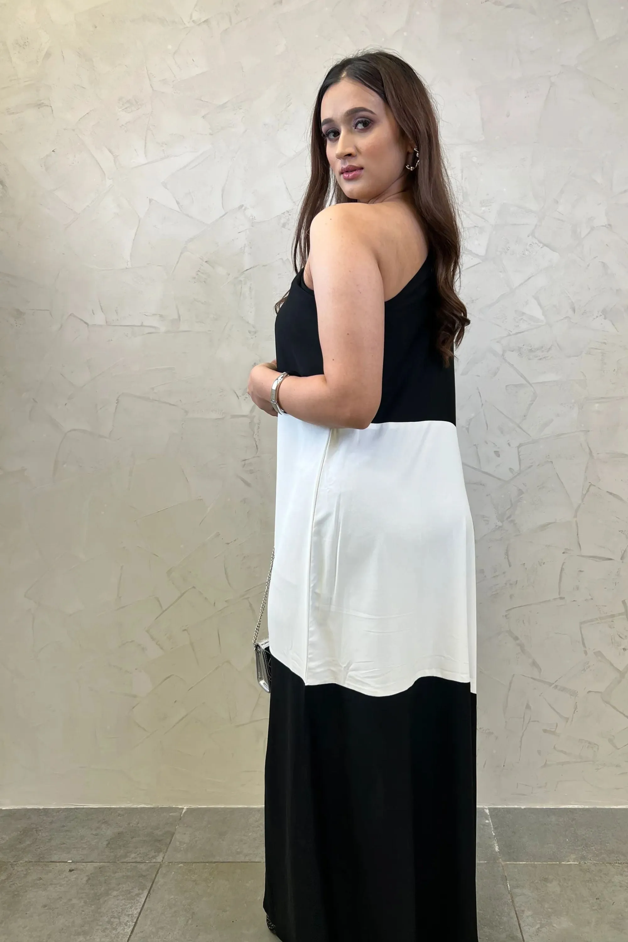 Classic Black & White Kaftan Dress