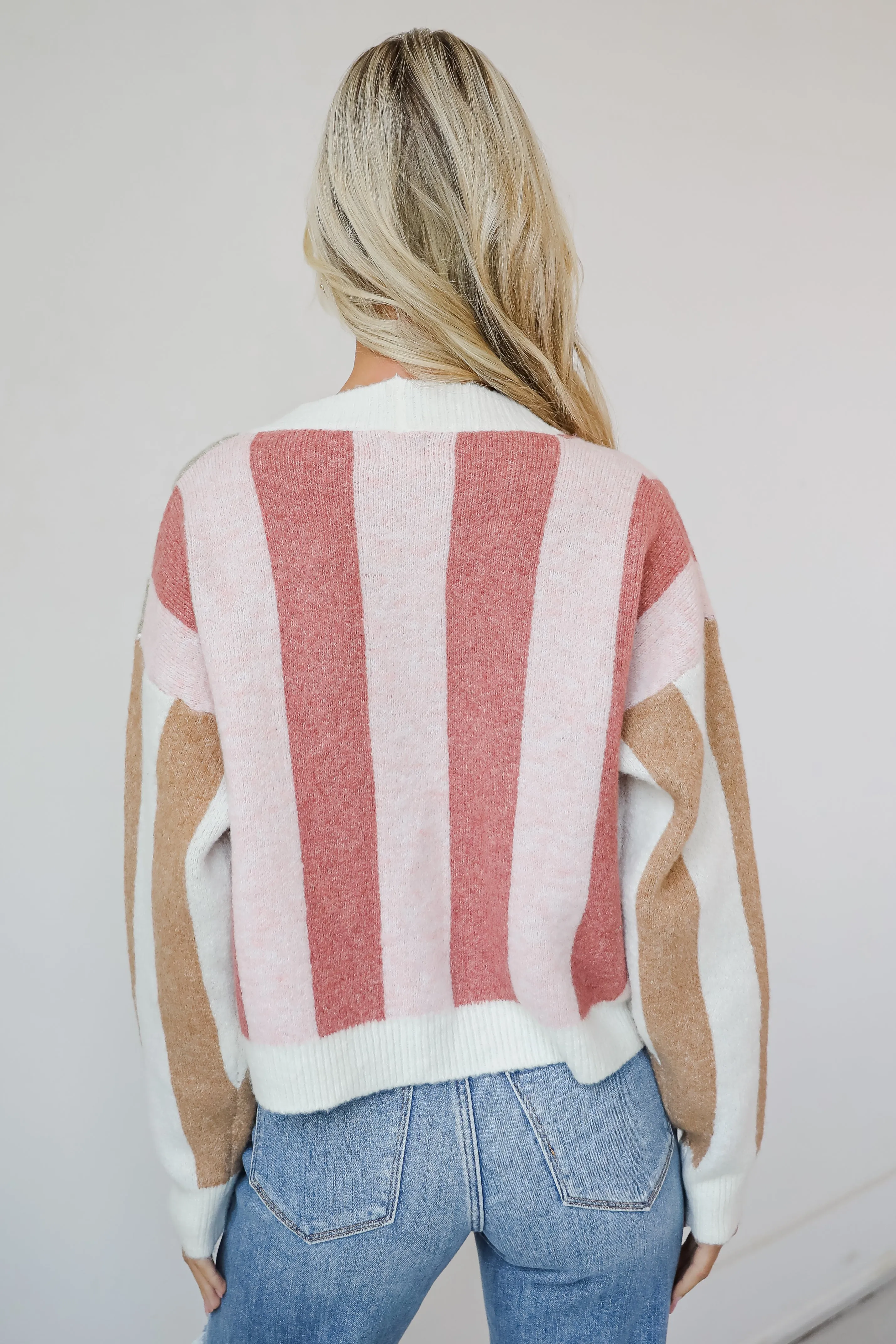 Classically Cozy Striped Color Block Sweater Cardigan