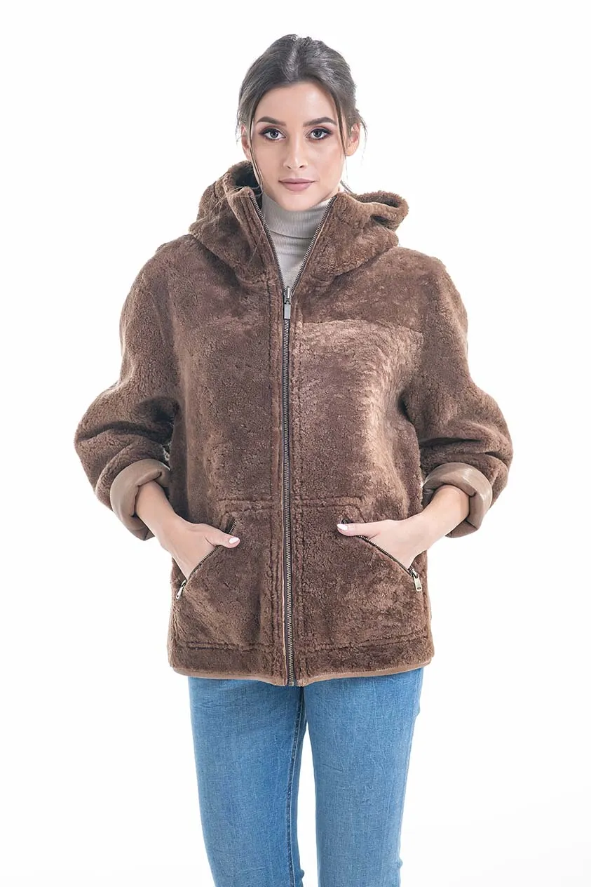 Cognac Nappa Lambskin Reversible Shearling Jacket