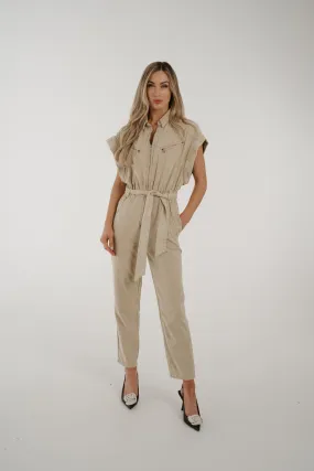 Cora Short Sleeve Jumpsuit In Neutral