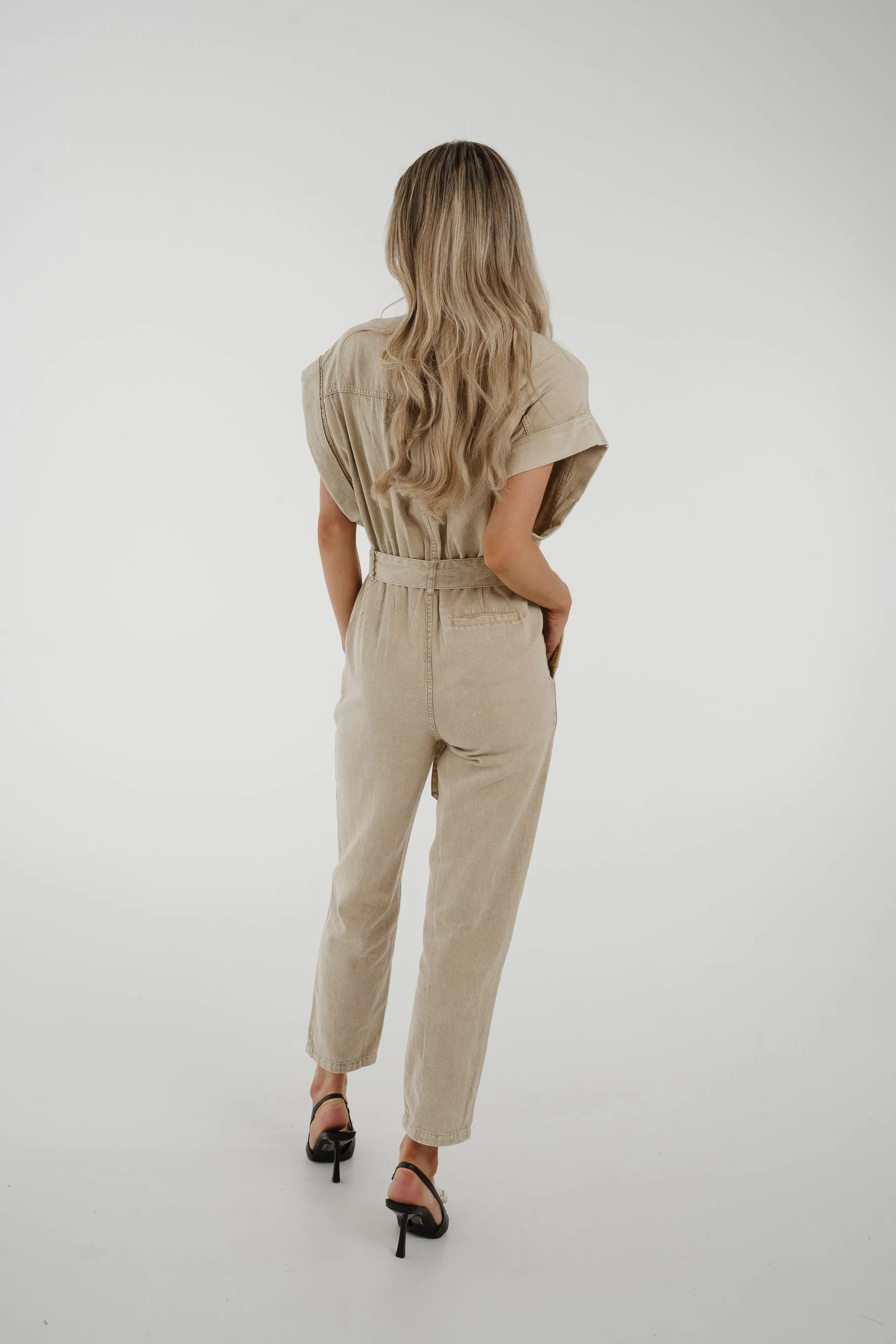 Cora Short Sleeve Jumpsuit In Neutral