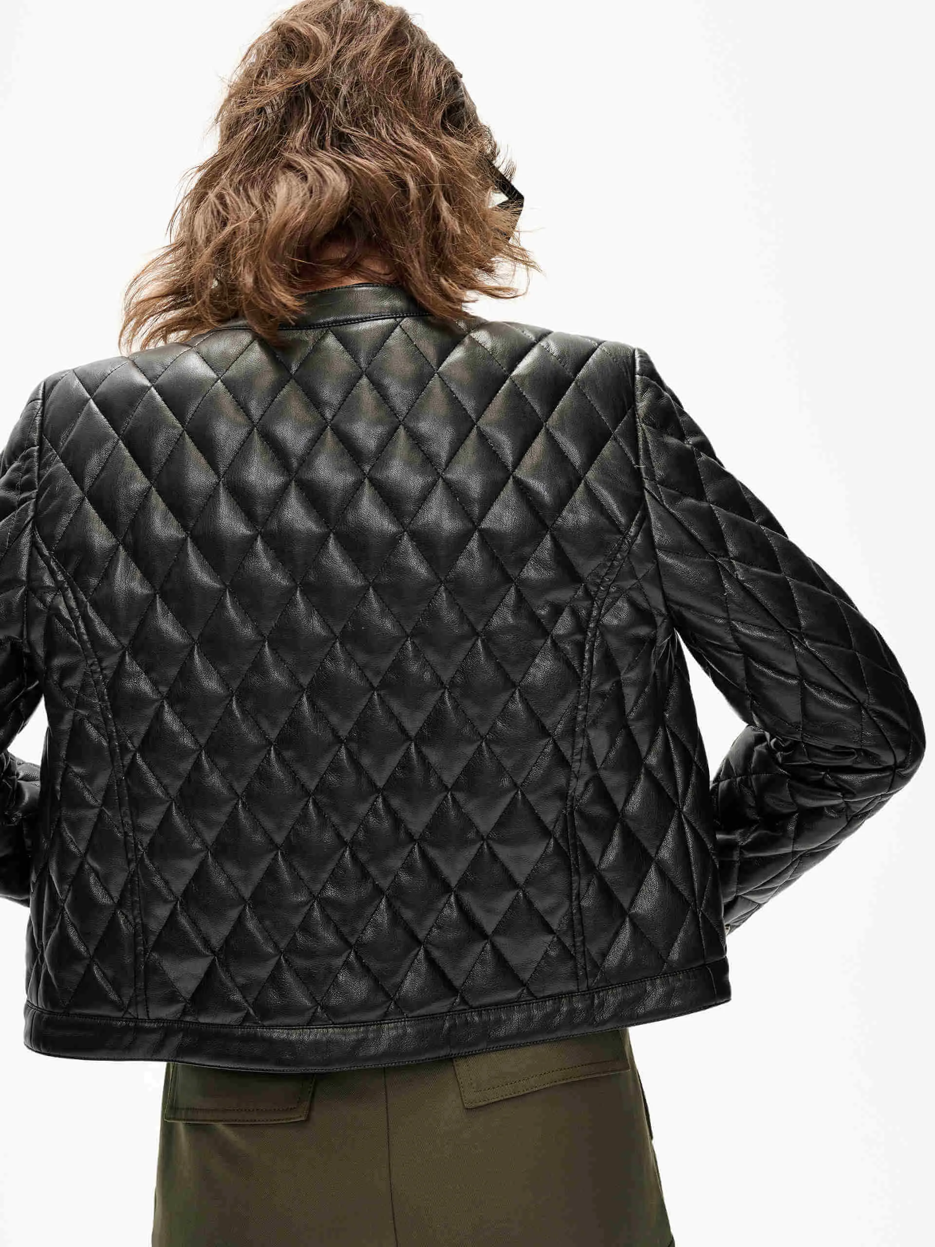 Cropped Leather Puffer Jacket