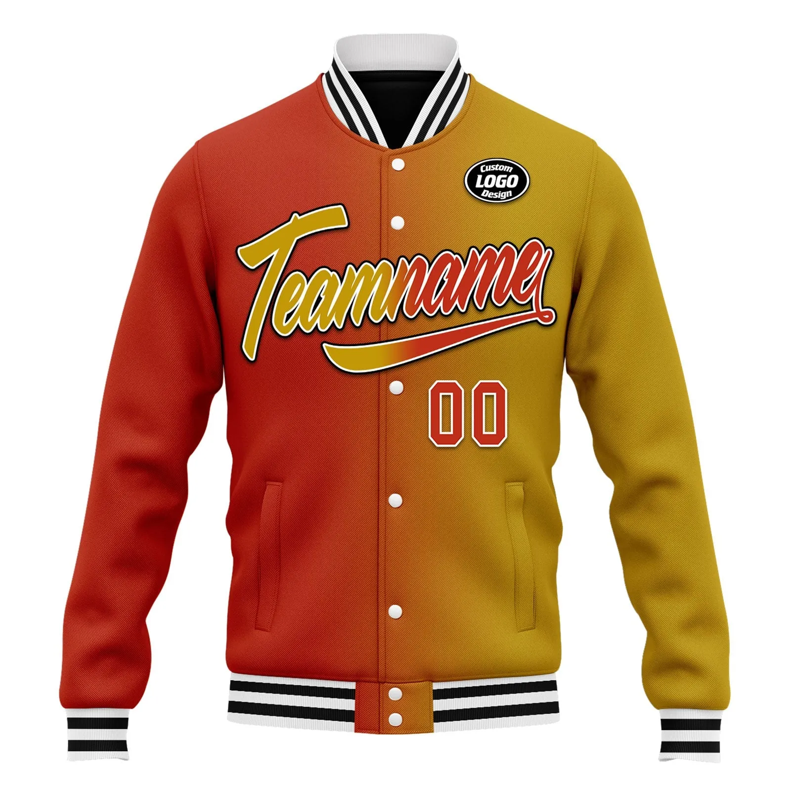 Custom Gradient Fashion Jacket Bomber Full-Snap Varsity Letterman Personalized Jacket FZ005-D028015-18